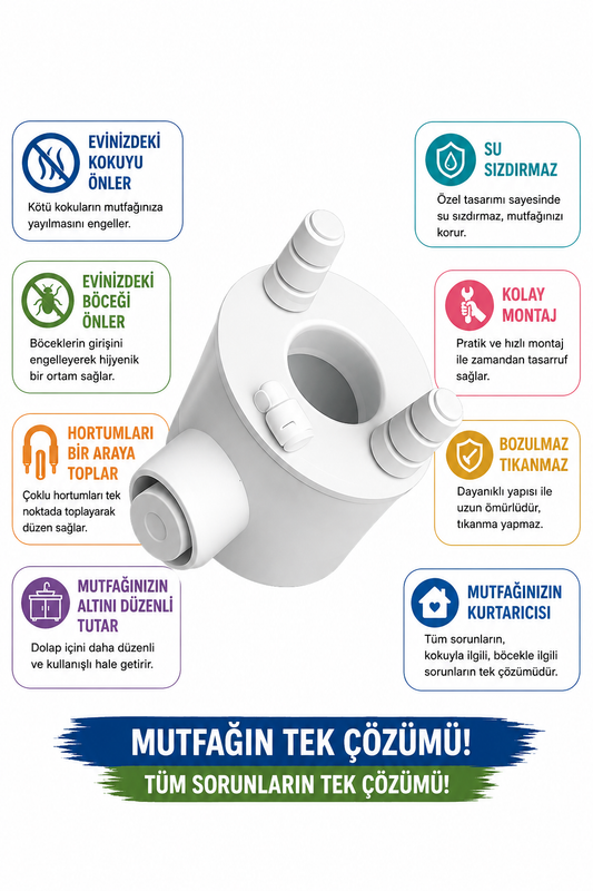 Akıllı Mutfak Sifonu - Çoklu Bağlantı, %100 Koku Yapmaz, Mekanik Sistem