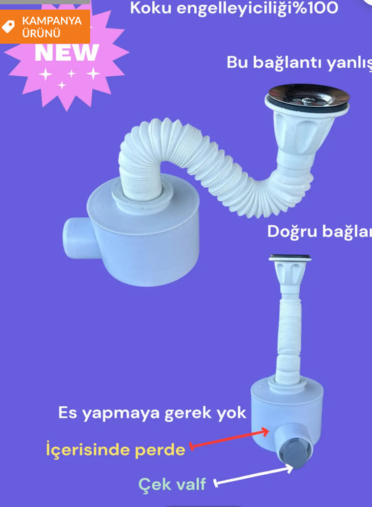 ✅ “%100 Koku Kesme Garantili Lavabo Sifonu – Sulu/Susuz Kokusuz Çalışır”