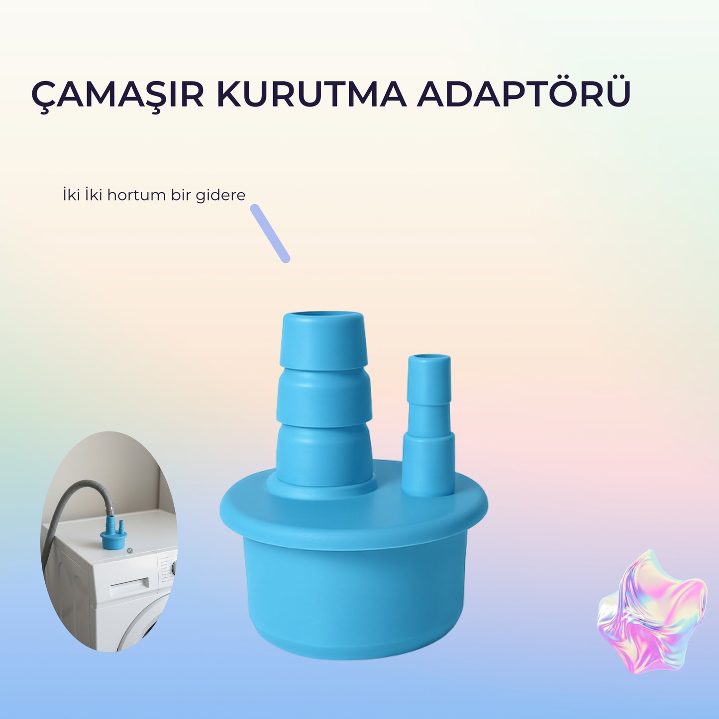 Çamaşır Kurutma Makinası Adaptörü - 2'si 1 Arada Hortum Birleştirici